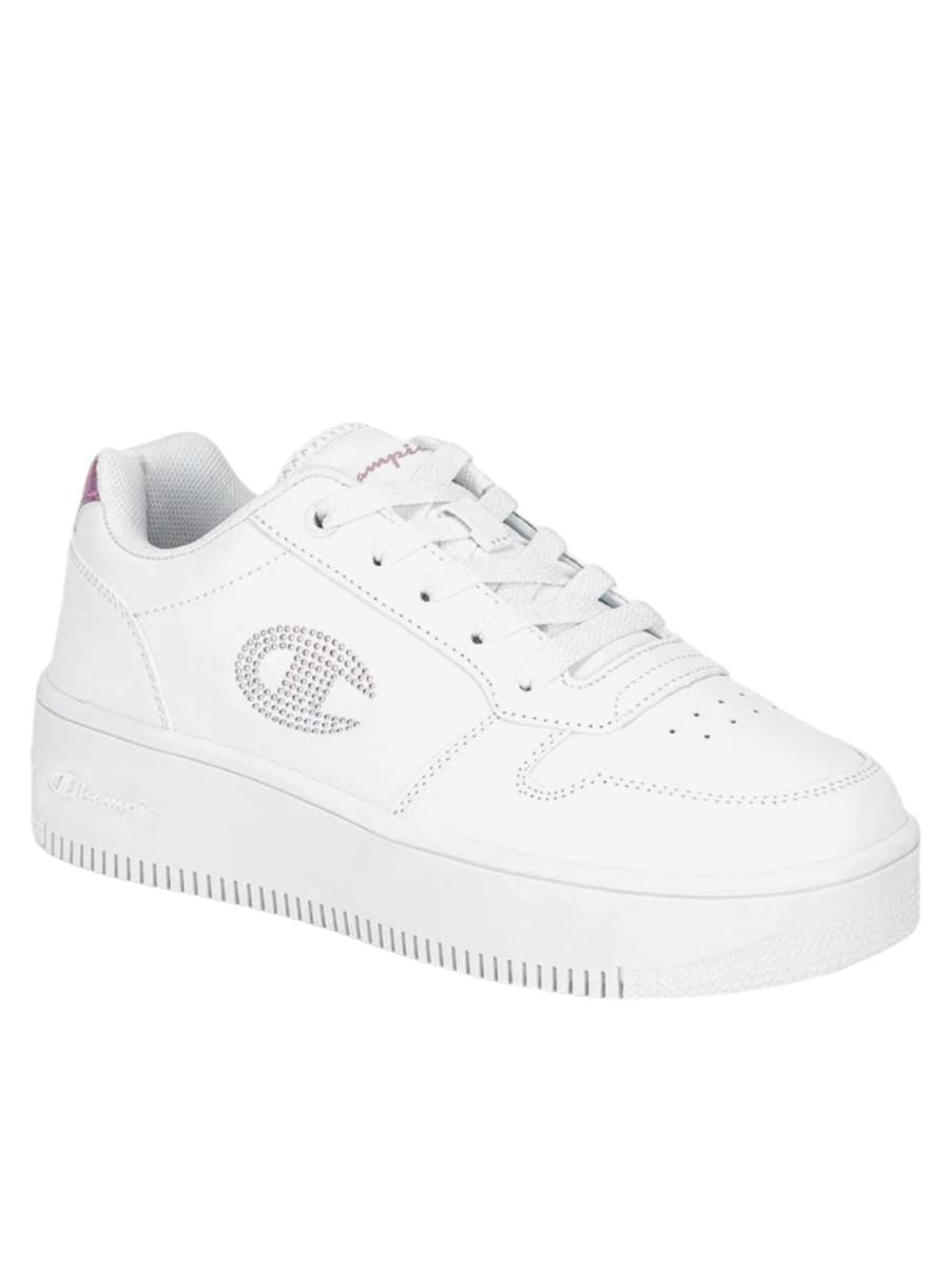 CHAMPION RD18 PLATFORM GLITTER G GS LOW CUT SHOE WHT/PINK S32872-WW010