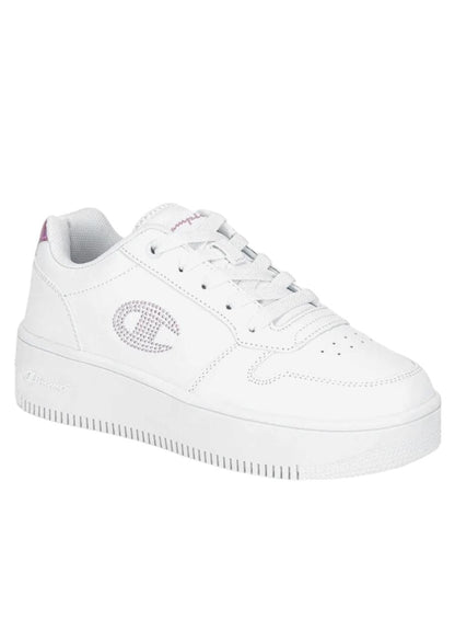 CHAMPION RD18 PLATFORM GLITTER G GS LOW CUT SHOE WHT/PINK S32872-WW010