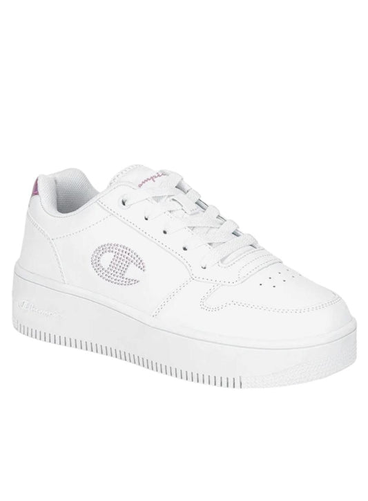 CHAMPION RD18 PLATFORM GLITTER G GS LOW CUT SHOE WHT/PINK S32872-WW010