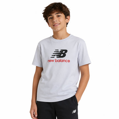 New Balance Jersey Stacked Logo Tee LAKB0253-BWE | Unisex Bambino | Bianco