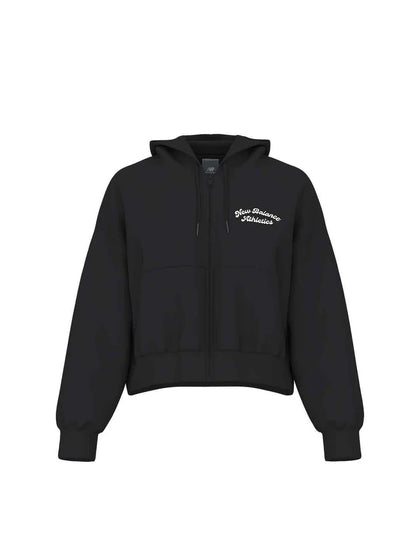 NEW BALANCE LINEAR HERITAGE FLEECE FULL ZIP - BLACK WJ53509BK