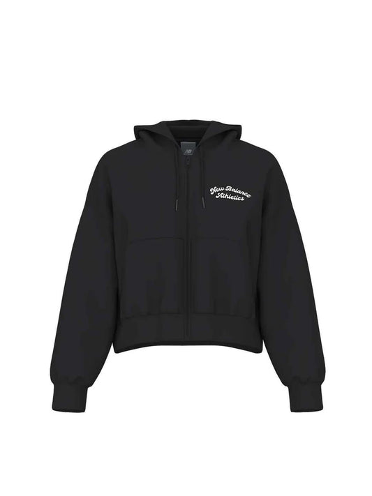 NEW BALANCE LINEAR HERITAGE FLEECE FULL ZIP - BLACK WJ53509BK