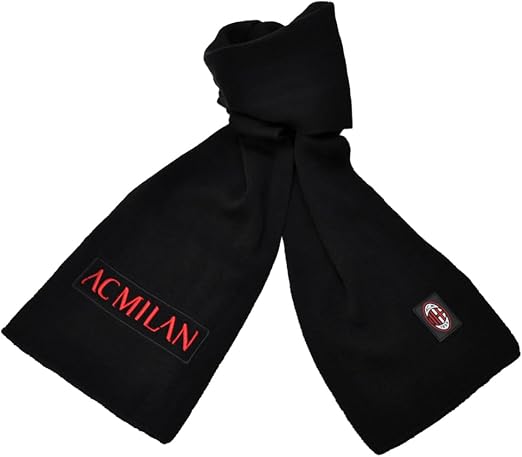 AC Milan Sciarpa 141421 – Nero, sciarpa unisex in poliestere per autunno e inverno, accessorio per tifosi milanisti, regalo per appassionati di calcio