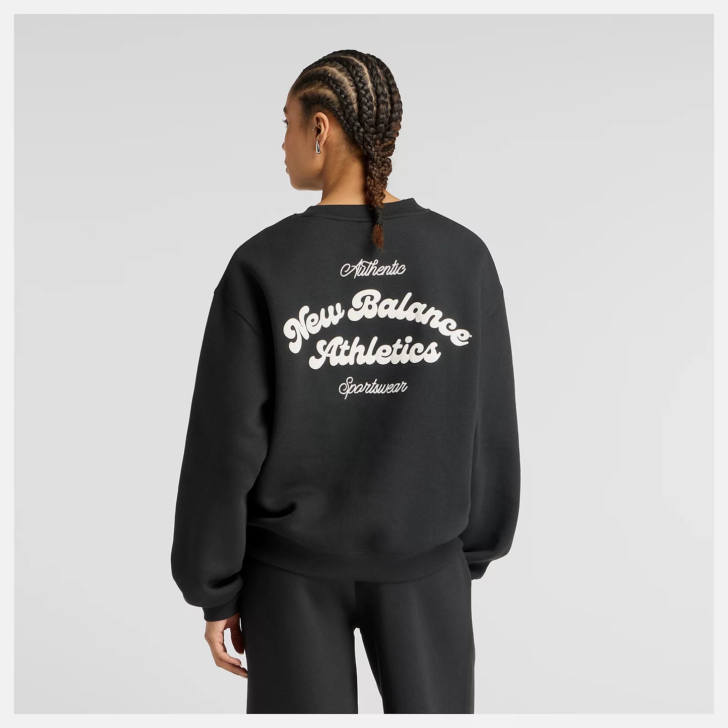 NEW BALANCE NEW LINEAR HERITAGE FLEECE CREW - BLACK WT53516BK