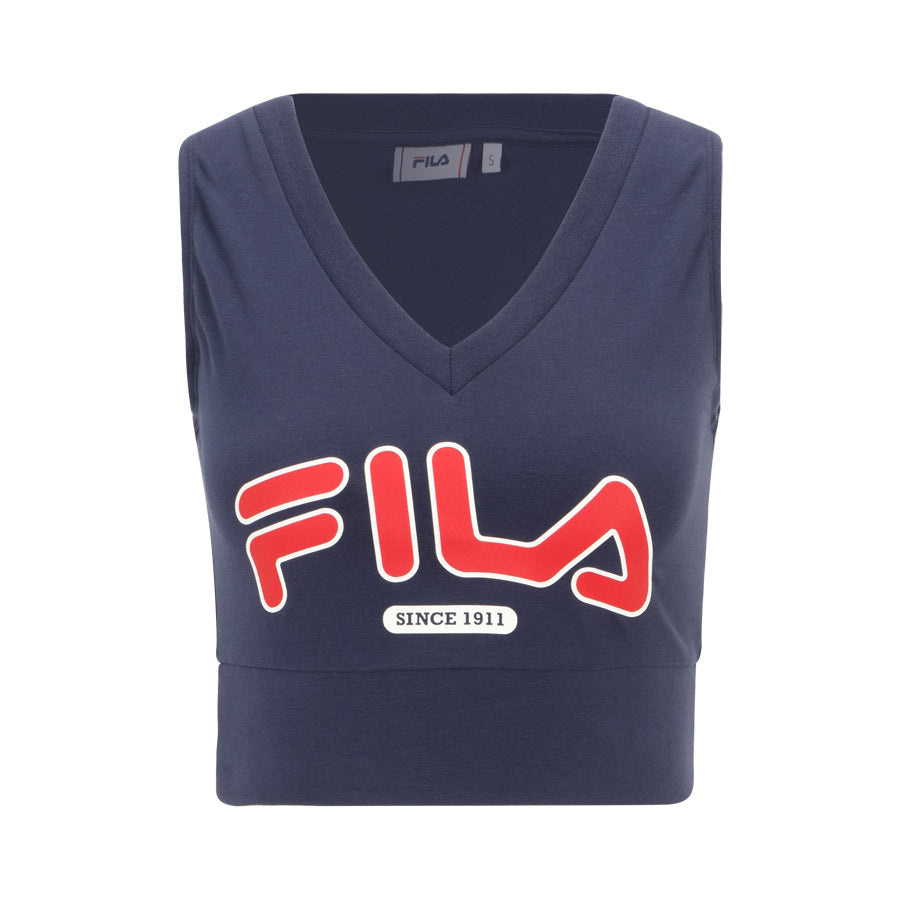 FILA LAIXI CROPPED V-NECK TOP BLACK IRIS FAW0748-50004