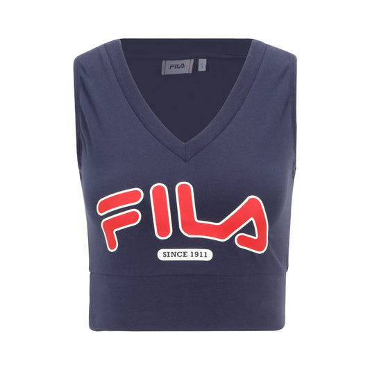 FILA LAIXI CROPPED V-NECK TOP BLACK IRIS FAW0748-50004