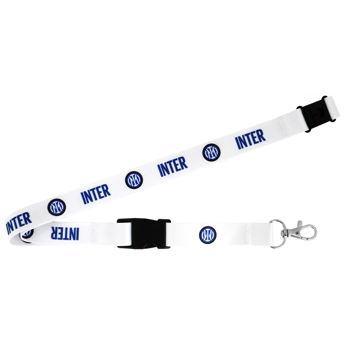 Inter Portachiavi da Collo con Moschettone IN1304 – Bianco, accessorio unisex per chiavi, lanyard per fan interisti, regalo per appassionati di calcio