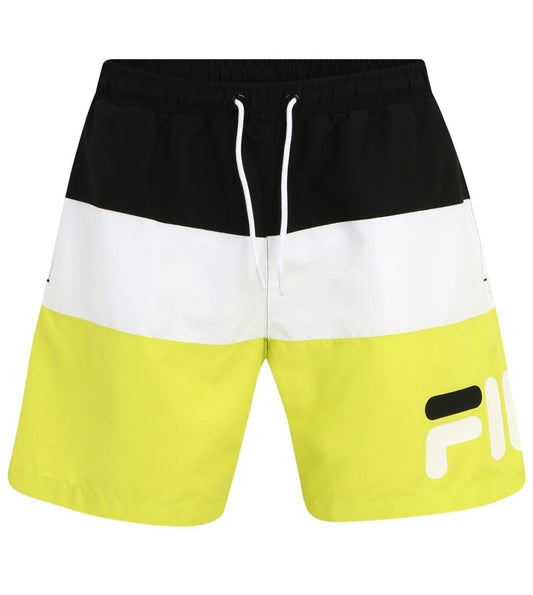 FILA SIMBABWE BLOCKED BEACH SHORTS BLACK-BRIGHT WHITE-EVENING PRIMROSE FAM0689-83373