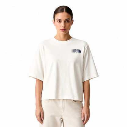 THE NORTH FACE NTF W RETRO TRAIL BOXY SS TEE-GRAPHIC WHITE DUNE NF0A8JAHQLI1