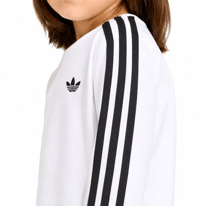 T-Shirt Adidas 3 Stripe Manica Lunga Bambino Bianca HZ6602