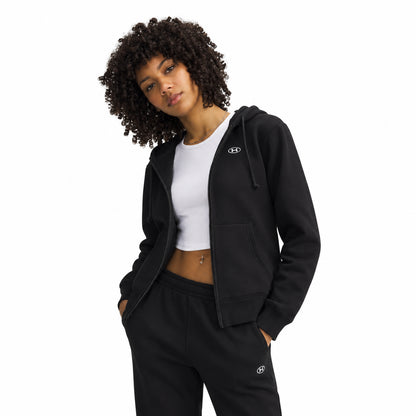 Under Armour UA Rival Fleece FZ 6016556-008 2000001078099 – Felpa Donna Nera in Fleece con Cappuccio e Zip per Sport, Allenamento e Tempo Libero, Abbigliamento Sportivo