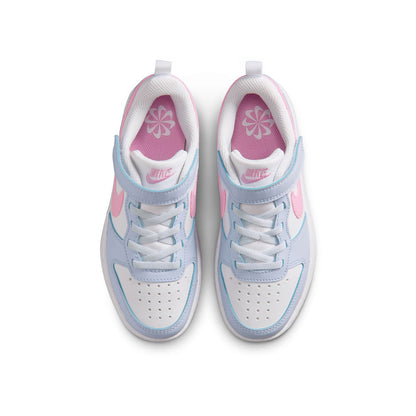 NIKE COURT BOROUGH LOW ESS+ PS WHITE/PINK RISE-FOOTBALL GREY IQ2726-101