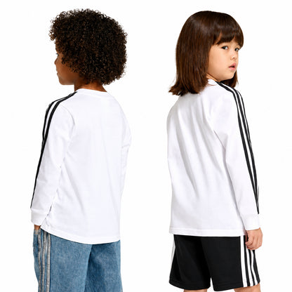 T-Shirt Adidas 3 Stripe Manica Lunga Bambino Bianca HZ6602