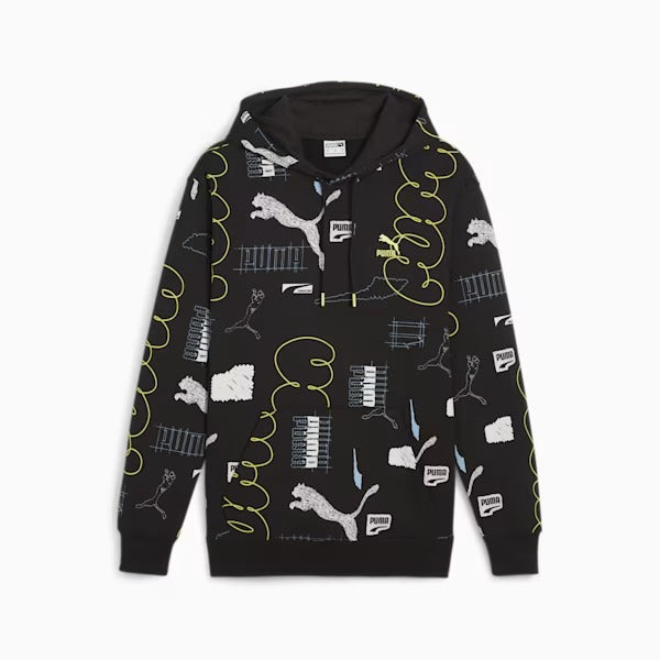 PUMA CLASSICS BRAND LOVE AOP HOODIE TR BLACK-AOP 624300-01