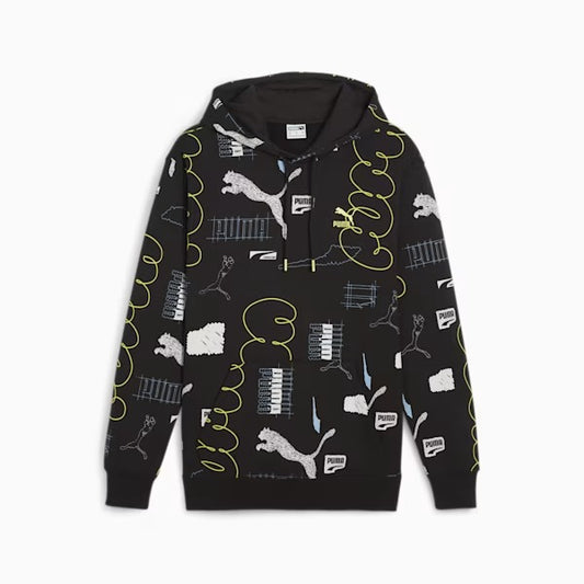 PUMA CLASSICS BRAND LOVE AOP HOODIE TR BLACK-AOP 624300-01