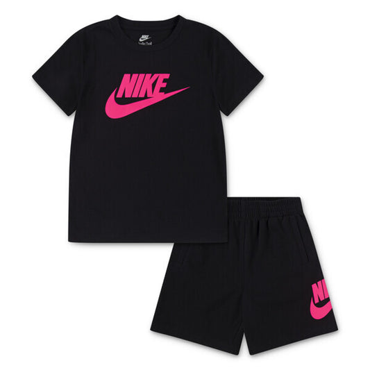 NIKE CLUB TEE & SHORT SET HYPER PINK/BLACK 86L596-A1U