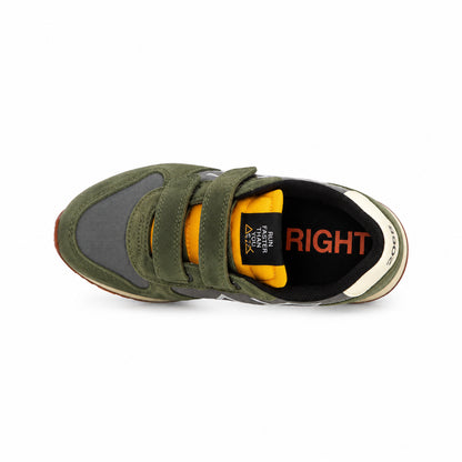 Sun68 Tom Vintage First Step Z46305F-74 – Verde Militare | Scarpe primi passi bambino in nabuk e mesh, sneaker sportiva casual per tutti i giorni