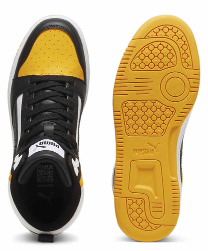 PUMA REBOUND V6 MID JR PUMA WHITE-PUMA BLACK-TANGERINE 393831-19