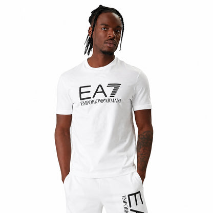 EA7 Maglietta bianca a maniche corte con girocollo, dal design semplice e versatile, ideale per un abbigliamento quotidiano comodo e pratico. 7M001412-U0002