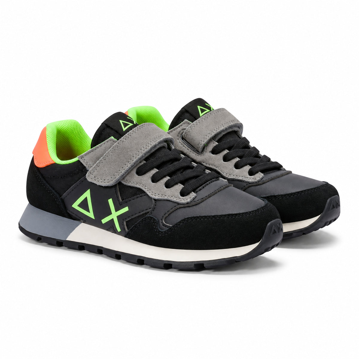 Sun68 Jaki Fluo Baby Z46323B-11 – Nero | Scarpe sportive bambino in mesh con dettagli fluo, sneaker casual per il tempo libero e l’uso quotidiano