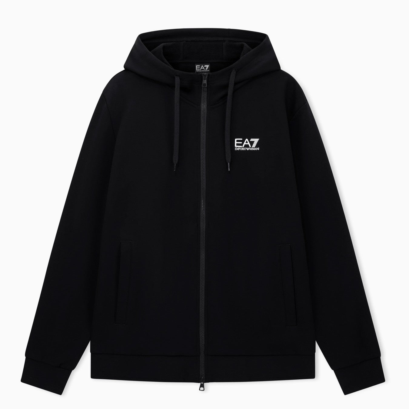 EA7 Emporio Armani Felpa con Cappuccio e Zip 8NPM38-1200 | Uomo | Nero