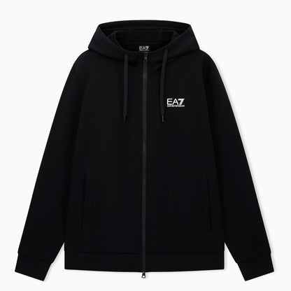 EA7 Emporio Armani Felpa con Cappuccio e Zip 8NPM38-1200 | Uomo | Nero
