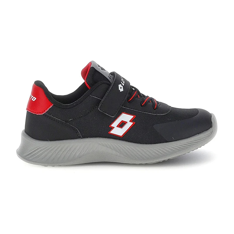Lotto Run 95 AMF CL S – Scarpe running bambino nero/bianco/rosso (All Black/White/Flame Red) in mesh – 224618-8GD