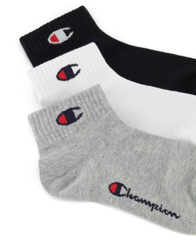 CHAMPION CMP 3PK QUARTER SOCKS OXGM/WHT/NBK-NS U30042-EM006