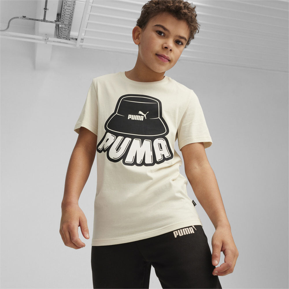 PUMA ESS+ MID 90S GRAPHIC TEE B ALPINE SNOW 679720-87