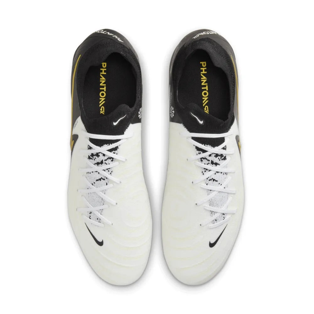 NIKE NIK PHANTOM GX II PRO FG WHITE/BLACK-MTLC GOLD COIN FJ2563-100