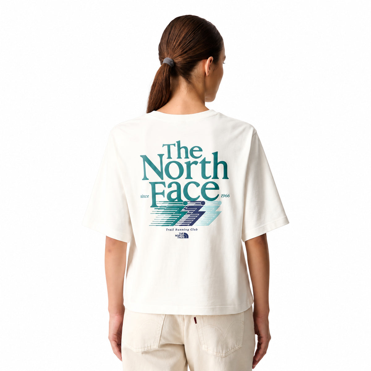 THE NORTH FACE NTF W RETRO TRAIL BOXY SS TEE-GRAPHIC WHITE DUNE NF0A8JAHQLI1