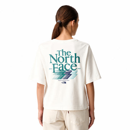 THE NORTH FACE NTF W RETRO TRAIL BOXY SS TEE-GRAPHIC WHITE DUNE NF0A8JAHQLI1