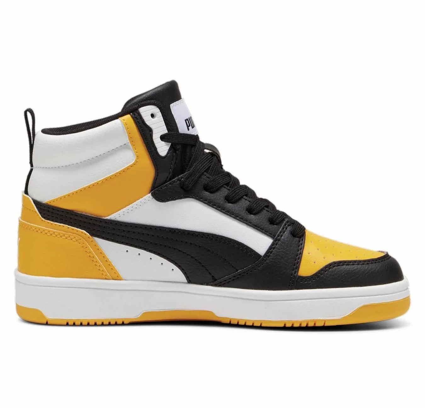 PUMA REBOUND V6 MID JR PUMA WHITE-PUMA BLACK-TANGERINE 393831-19