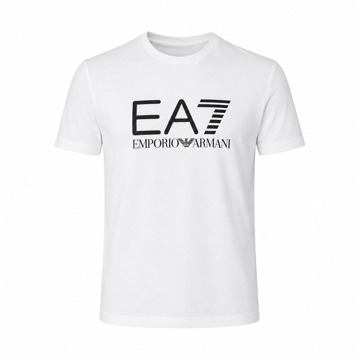 EA7 Maglietta bianca a maniche corte con girocollo, dal design semplice e versatile, ideale per un abbigliamento quotidiano comodo e pratico. 7M001412-U0002