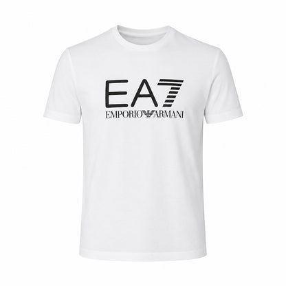EA7 Maglietta bianca a maniche corte con girocollo, dal design semplice e versatile, ideale per un abbigliamento quotidiano comodo e pratico. 7M001412-U0002