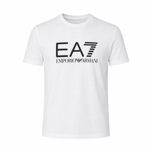 EA7 Maglietta bianca a maniche corte con girocollo, dal design semplice e versatile, ideale per un abbigliamento quotidiano comodo e pratico. 7M001412-U0002
