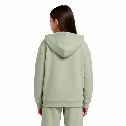 New Balance French Terry Small Logo Hoodie LAKG0056-SRV | Bambina | Silver Moss