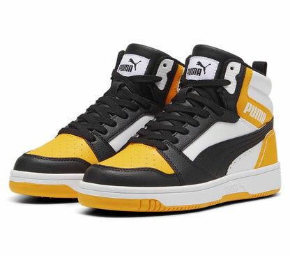 PUMA REBOUND V6 MID JR PUMA WHITE-PUMA BLACK-TANGERINE 393831-19
