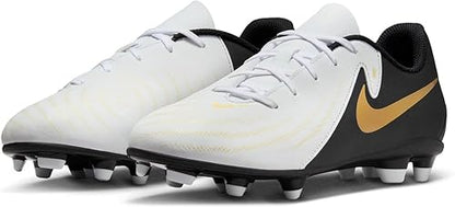 NIKE JR PHANTOM GX II CLUB FG/MG WHITE/BLACK-MTLC GOLD COIN FJ2600-100