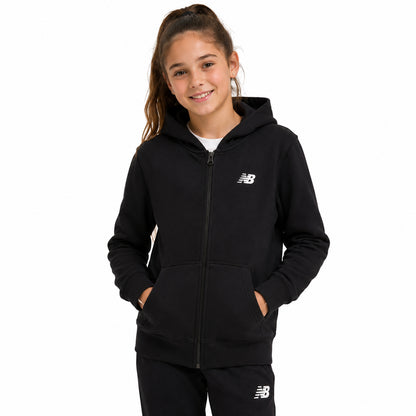 New Balance French Terry Small Logo Full Zip Hoodie LAKB0057-BK | Unisex Bambino | Nero
