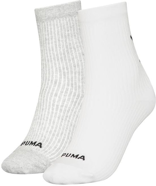 PUMA CAT LOGO RIB SOCK 2P WHITE/GREY MELANGE 701223655-001