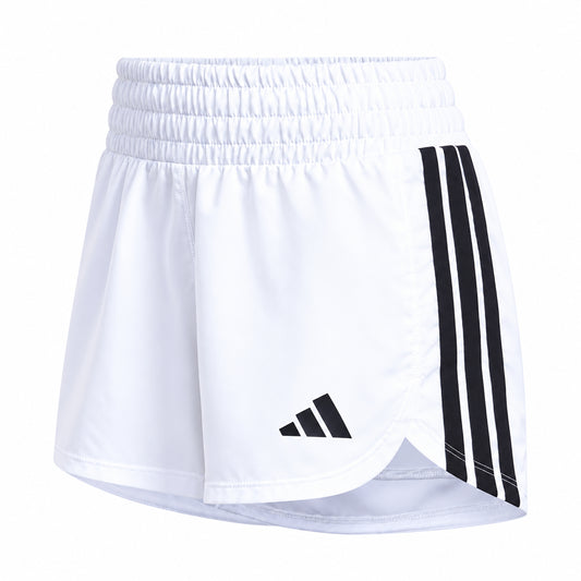 adidas Pacer Workout Woven High Rise KD7324 – Bianco | Shorts da allenamento donna a vita alta con Climacool, tessuto woven e vestibilità regolare