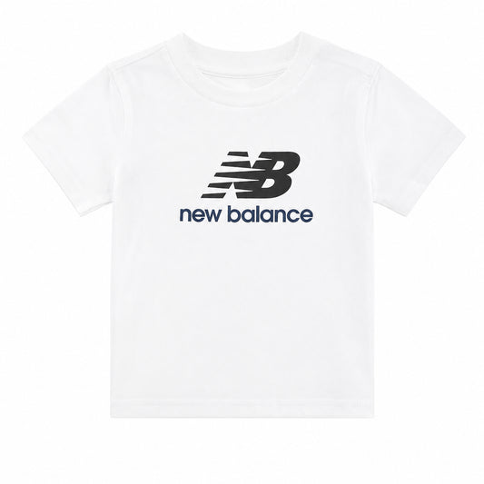 New Balance Stacked Logo Jersey Tee LAKG0246-BWE | Unisex Bambino | Bianco