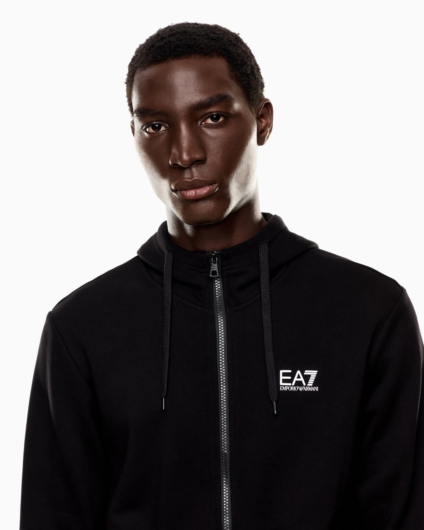 EA7 Emporio Armani Felpa con Cappuccio e Zip 8NPM38-1200 | Uomo | Nero
