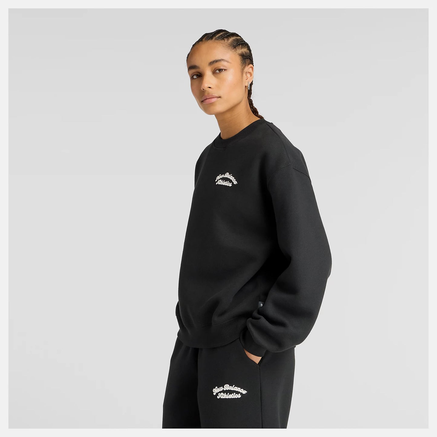 NEW BALANCE NEW LINEAR HERITAGE FLEECE CREW - BLACK WT53516BK