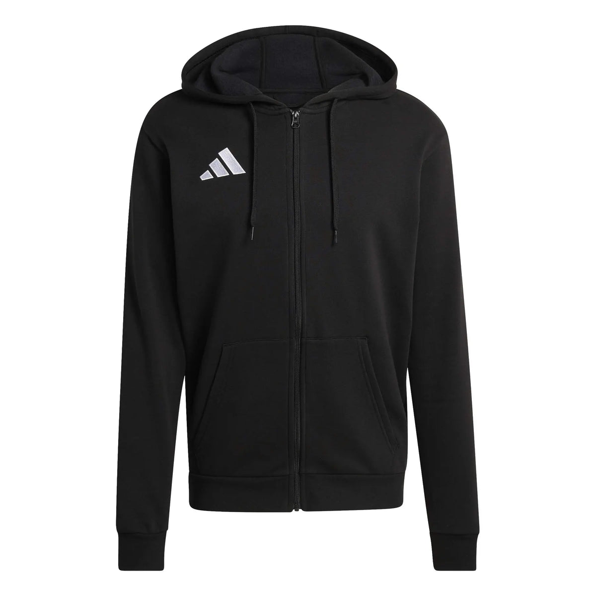 Adidas Entrada 26 KF5945 – Nero felpa uomo in fleece con cappuccio e zip, abbigliamento sportivo autunno inverno da abbinare a tute e pantaloni casual
