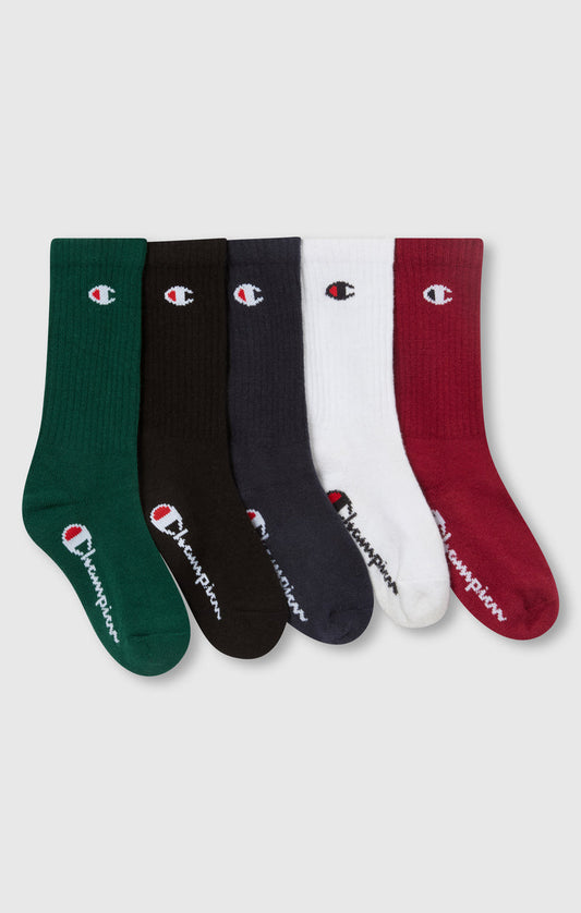 CHAMPION 5PK CREW SOCKS WHT/NNY/NBK/FPG/DIN U30080-WW007