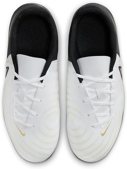 NIKE JR PHANTOM GX II CLUB FG/MG WHITE/BLACK-MTLC GOLD COIN FJ2600-100