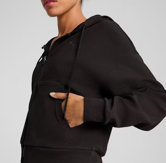 PUMA HER COMFORT CROP FULL-ZIP HOODIE BLACK 685056-01