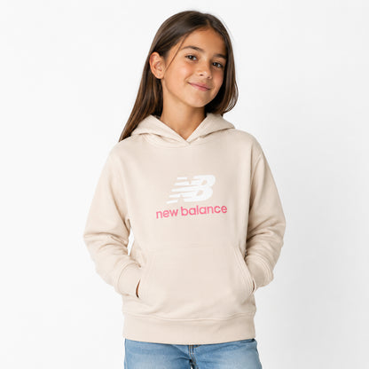 New Balance FT Stacked Logo Hoodie LAKG0207-BIS | Felpa con Cappuccio Bambina | Bisque